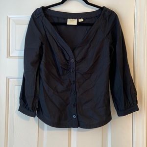 Maeve by Athropologie Black Button Down Blouse size 6